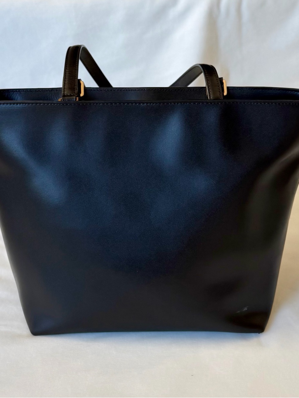 Michael Kors Black Leather Tote with Gold MK Emblem - Picture 5 of 16